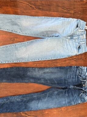 Women's Light Blue and Dark Blue Jeans - Classic Denim Pair